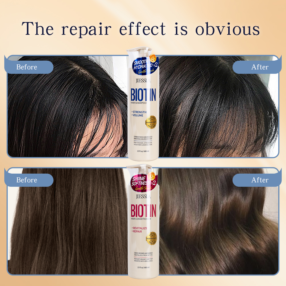 Wholesale Price Strengthen Roots Anti Dandruff Repair Natural Oil Biotin Keratin Hair Shampoo Conditioner Set
