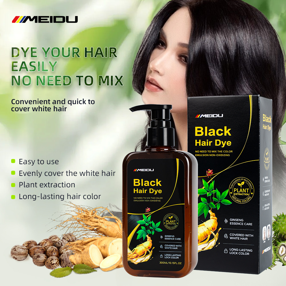 Herbal Natural Black Hair Shampoo, Mild Anti Grey Hair Color Dye