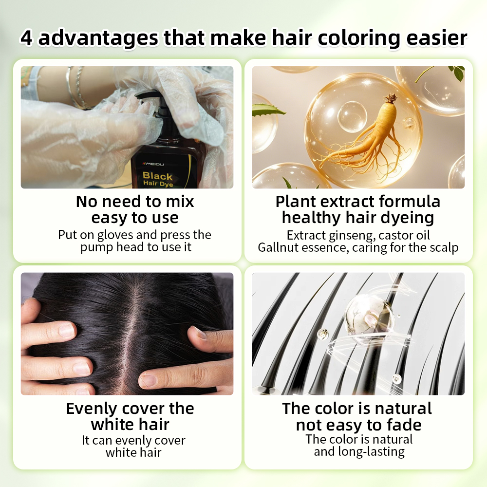 Natural Black Hair Color Dye Shampoo New Arrival Organic Non Allergic Fast Anti Grey White Hair for Men Women