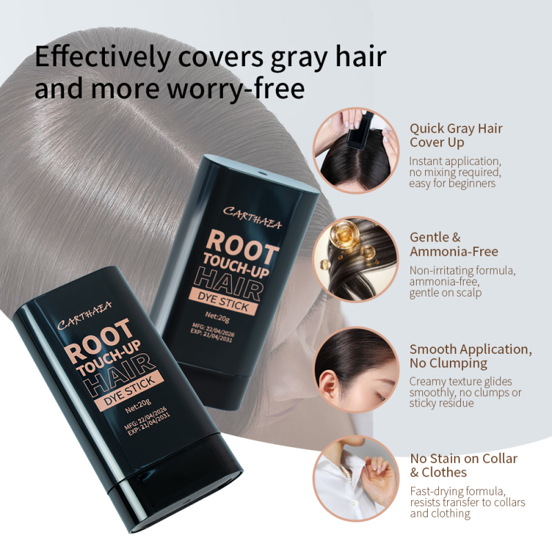 Carthaea OEM Grey Coverage Root Touch up Instant Hair Color Easy Apply Temporary Touch up Hair Dye Stick