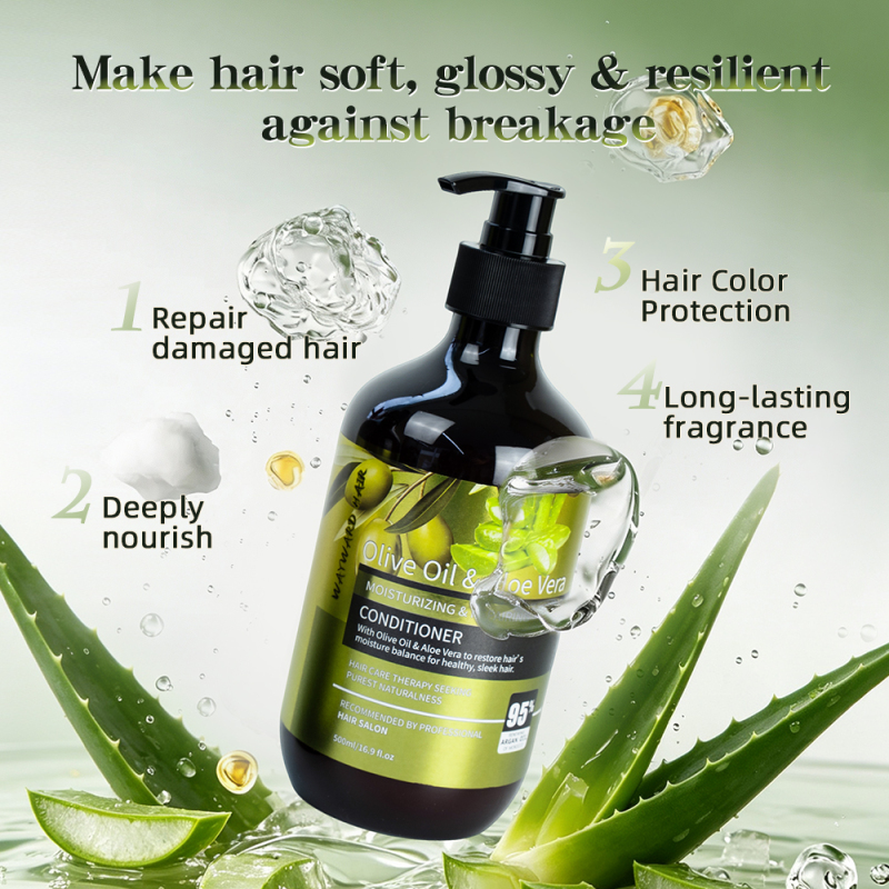 New Products Moisturizing Repair Damaged Hair Anti-Dandruff Anti-Frizz Refreshing Smoothing Hair Care Set 500ml Olive Oil Aloe Vera Shampoo
