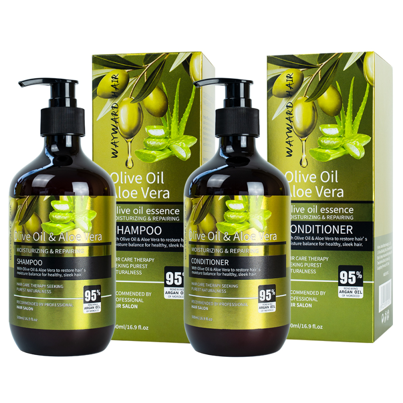 New Products Moisturizing Repair Damaged Hair Anti-Dandruff Anti-Frizz Refreshing Smoothing Hair Care Set 500ml Olive Oil Aloe Vera Shampoo