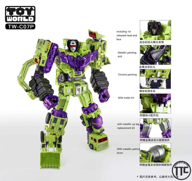 Toyworld TW TW-C07P Constructor Devastator Metallic Painting Version Full Set of 6 Figures w/ LED