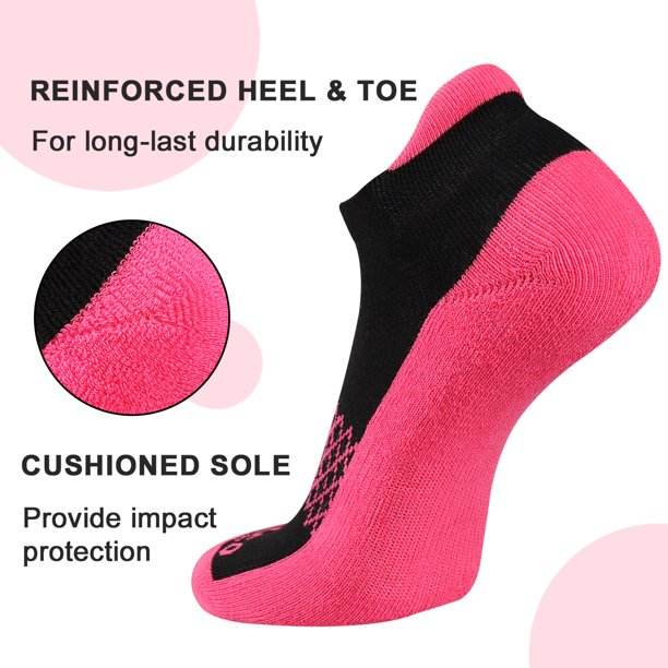 COOPLUS Women's Athletic Ankle Socks Women's Sock Size 9-11 Female Cushioned Color Socks 6 Pairs