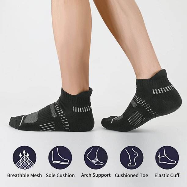 COOPLUS Men's Athletic Ankle Socks Mens Cushioned Breathable Low Cut Socks 6 Pairs