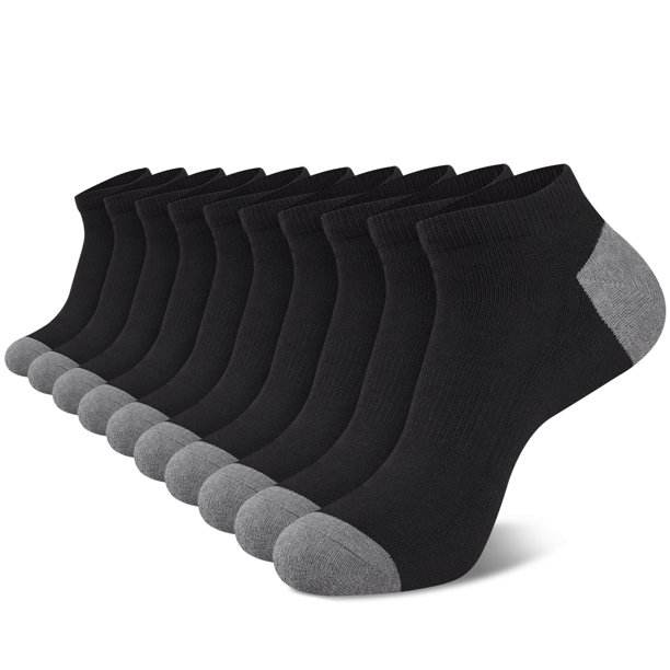 COOPLUS 10 Pairs Men's Athletic Low Cut Socks Cushioned Ankle Socks Men