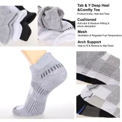 COOPLUS Men's Athletic Ankle Socks Mens Cushioned Breathable Low Cut Socks 6 Pairs