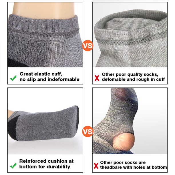 COOPLUS 10 Pairs Men's Athletic Low Cut Socks Cushioned Ankle Socks Men