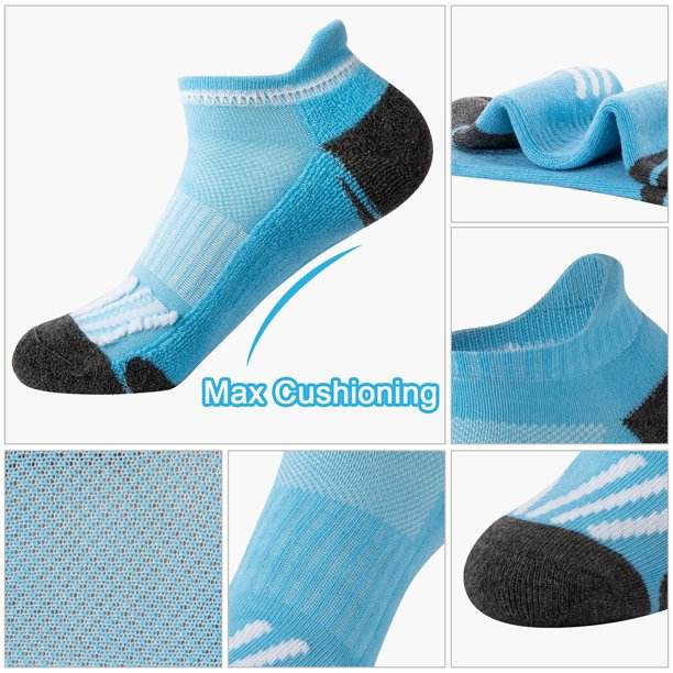 COOPLUS Womens Ankle Low Cut Socks Athletic Running Cushioned Socks for Women 6 Pairs