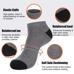 COOPLUS 10 Pairs Men's Athletic Low Cut Socks Cushioned Ankle Socks Men