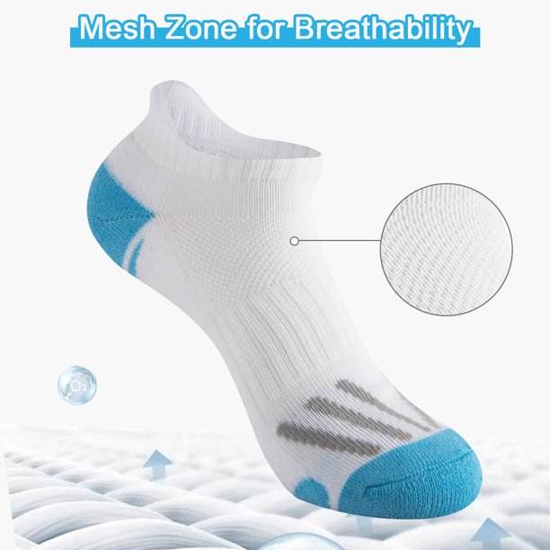 COOPLUS Womens Ankle Low Cut Socks Athletic Running Cushioned Socks for Women 6 Pairs