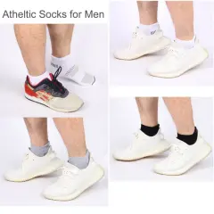 COOPLUS Men's Athletic Ankle Socks Mens Cushioned Breathable Low Cut Socks 6 Pairs