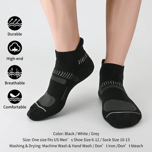 12 Pair Women Ankle Socks Low Cut Fit Crew Size 10-13 Sport Black White  Grey NEW