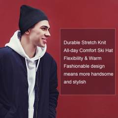 COOPLUS Slouchy Beanie Hats for Men Warm Winter Hats Mens Beanie Cap Lined Knit Cuff Daily Hat （Black 1 Piece）