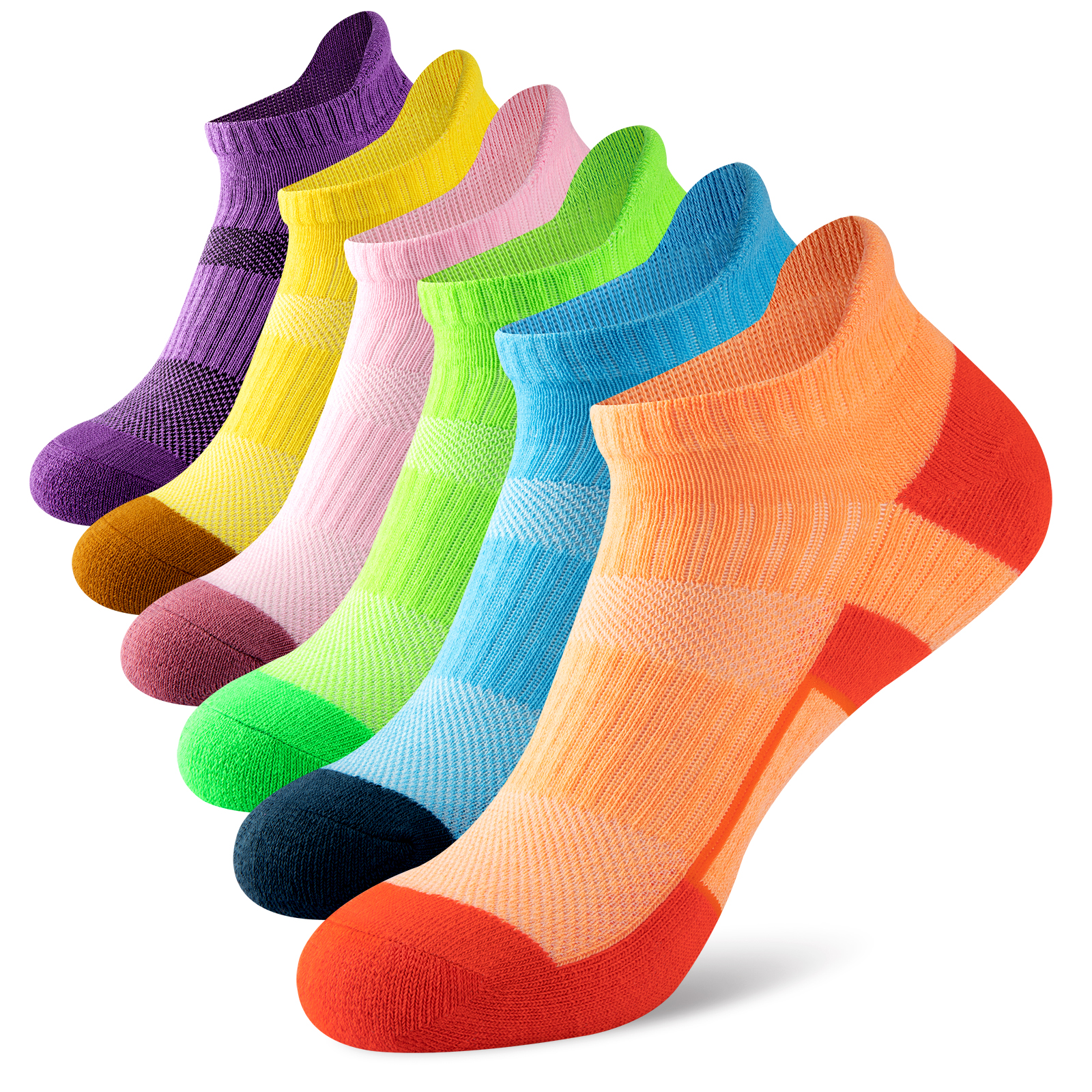 COOPLUS Women's Athletic Ankle Socks Women's Sock Size 9-11 Female  Cushioned Color Socks 6 Pairs