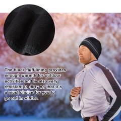 COOPLUS Slouchy Hats for Men Warm Winter Hats Mens Beanie Cap Lined Knit Cuff Daily Beanie Hat （Black 1 Piece）