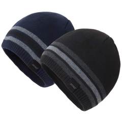 COOPLUS Slouchy Hats for Men Warm Winter Hats Mens Beanie Cap Lined Knit Cuff Daily Beanie Hat （Black 1 Piece）