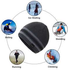 COOPLUS Slouchy Hats for Men Warm Winter Hats Mens Beanie Cap Lined Knit Cuff Daily Beanie Hat （Black 1 Piece）