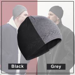 COOPLUS Slouchy Beanie Hats for Men Warm Winter Hats Mens Beanie Cap Lined Knit Cuff Daily Hat （Black 1 Piece）