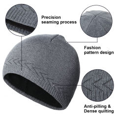 COOPLUS Slouchy Beanie Hats for Men Warm Winter Hats Mens Beanie Cap Lined Knit Cuff Daily Hat （Black 1 Piece）