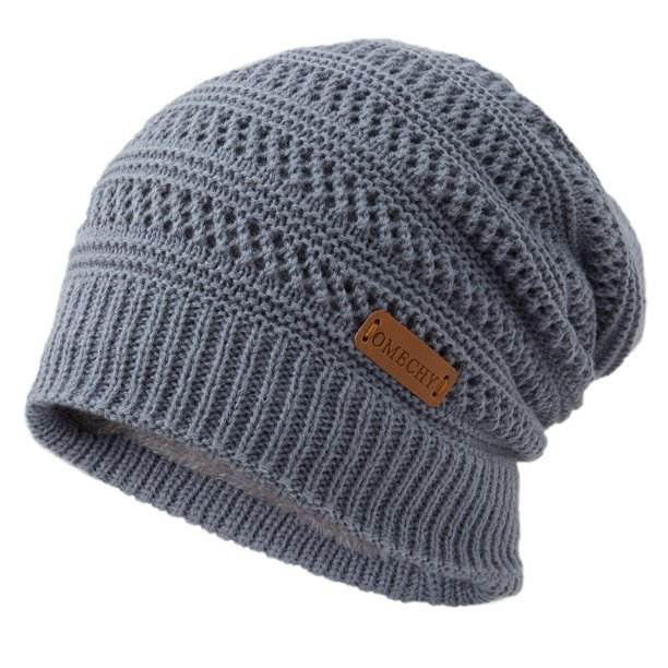 COOPLUS Slouchy Beanie Hats for Men Warm Winter Hats Mens Beanie Cap Lined Knit Thick Hat （Black 1 Piece）