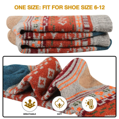 COOPLUS Mens Winter Warm Socks Men Wool Hiking Socks 5 Pairs