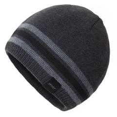 COOPLUS Slouchy Hats for Men Warm Winter Hats Mens Beanie Cap Lined Knit Cuff Daily Beanie Hat （Black 1 Piece）