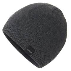COOPLUS Slouchy Beanie Hats for Men Warm Winter Hats Mens Beanie Cap Lined Knit Cuff Daily Hat （Black 1 Piece）