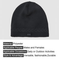 COOPLUS Slouchy Beanie Hats for Men Warm Winter Hats Mens Beanie Cap Lined Knit Cuff Daily Hat （Black 1 Piece）