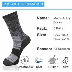 COOPLUS Mens Hiking Crew Socks Men Running Breathable Socks 5 Pairs