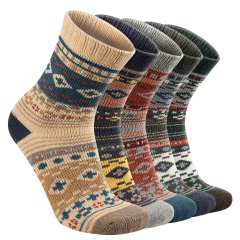 COOPLUS Mens Winter Warm Socks Men Wool Hiking Socks 5 Pairs