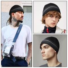 COOPLUS Slouchy Hats for Men Warm Winter Hats Mens Beanie Cap Lined Knit Cuff Daily Beanie Hat （Black 1 Piece）