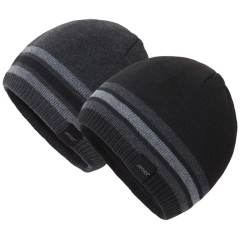 COOPLUS Slouchy Hats for Men Warm Winter Hats Mens Beanie Cap Lined Knit Cuff Daily Beanie Hat （Black 1 Piece）