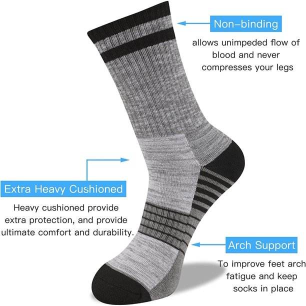 COOPLUS Mens Hiking Crew Socks Men Running Breathable Socks 5 Pairs