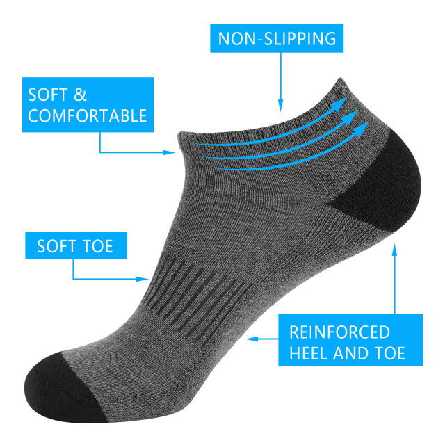 COOPLUS Mens Socks 10 Pairs Ankle Low Cut Socks for Men Breathable Athletic Socks