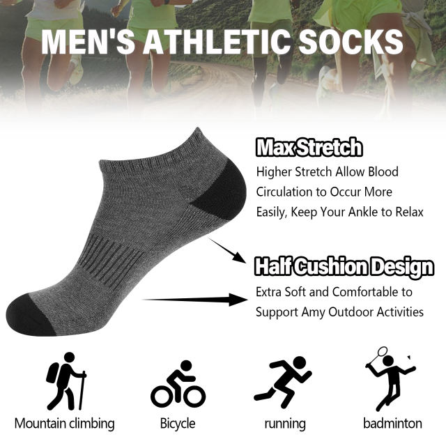 COOPLUS Mens Socks 10 Pairs Ankle Low Cut Socks for Men Breathable Athletic Socks