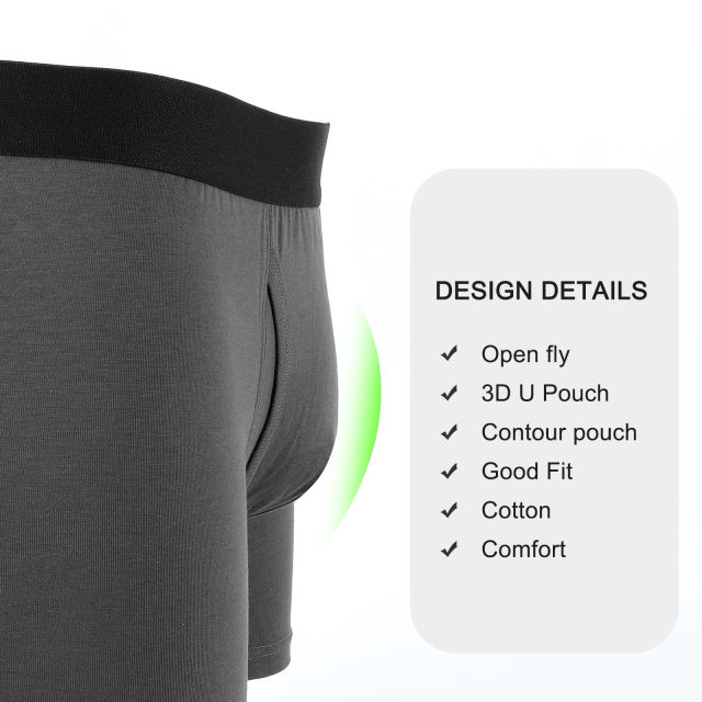 COOPLUS Men's Underwear Briefs Boxer Short Cotton Stretch Soft Underwear Trunks (5 Pieces)