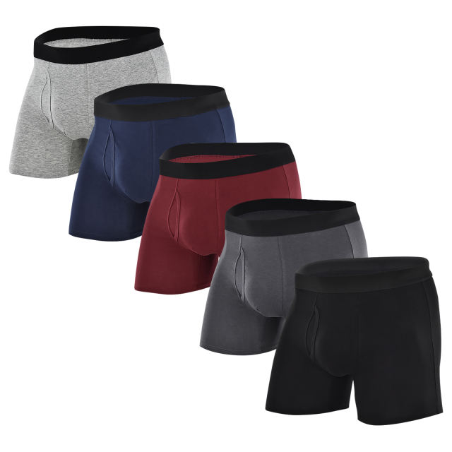 COOPLUS Men's Underwear Briefs Boxer Short Cotton Stretch Soft Underwear Trunks (5 Pieces)