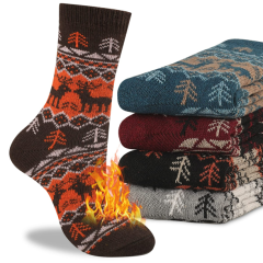 COOPLUS Mens Wool Crew Socks Warm Knit Vintage Socks for Men Thermal Thick Socks 5 Pairs