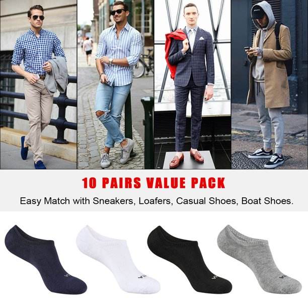 COOPLUS 10 Pairs Men's Athletic No Show Socks Men Low Cut Ankle Socks