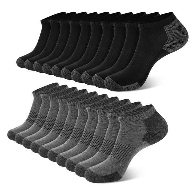 HEATUFF Mens Socks Ankle Low Cut Socks for Men Breathable Athletic Socks 10 Pairs