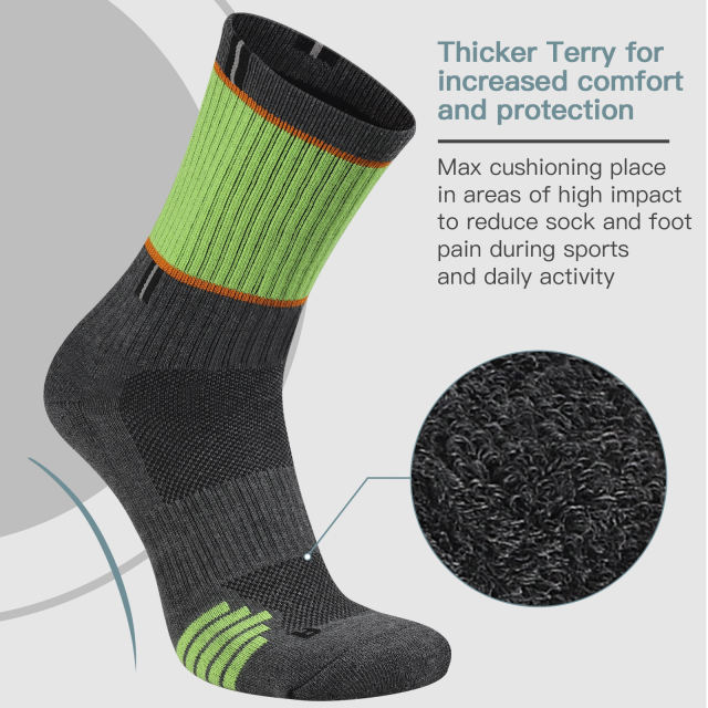 COOPLUS 5 Pairs Men's Hiking Walking Sock Breathable Crew Socks Size 10-13