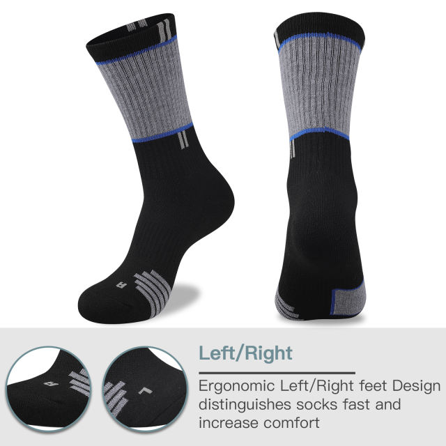COOPLUS 5 Pairs Men's Hiking Walking Sock Breathable Crew Socks Size 10-13
