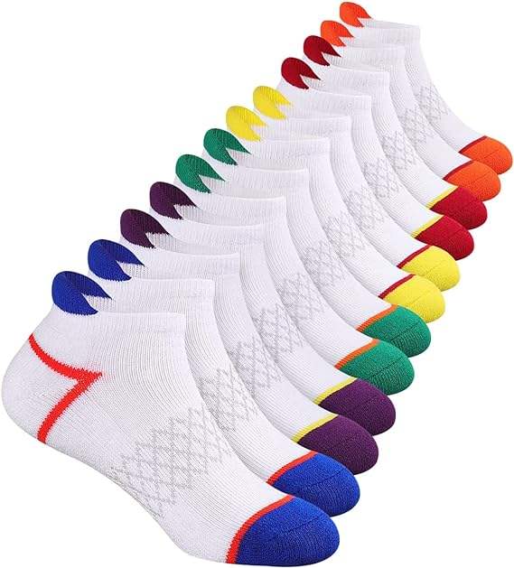 COOPLUS Boys&Girls Ankle Socks 6 Pairs Athletic Low Cut Socks For Little Big Kids