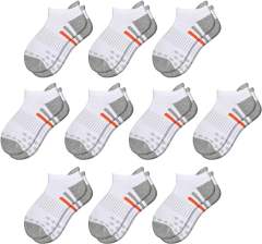 COOPLUS Kids Socks Low Cut Ankle Socks Short Athletic Socks With Cushioned Sole 10 Pairs