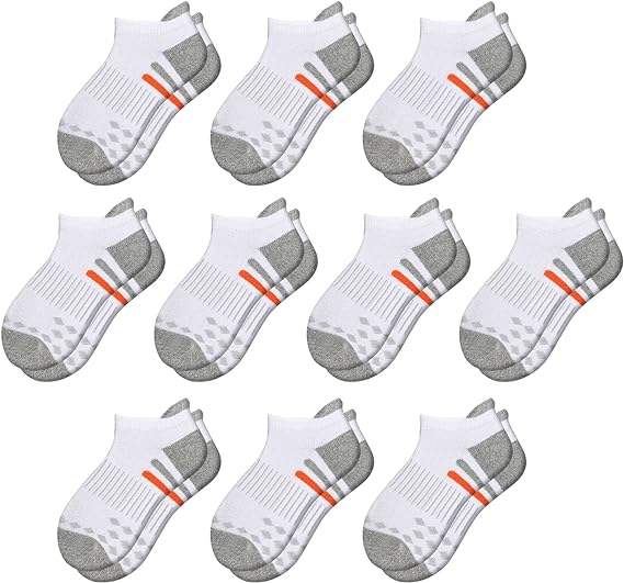 COOPLUS Kids Socks Low Cut Ankle Socks Short Athletic Socks With Cushioned Sole 10 Pairs