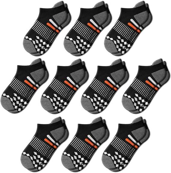 COOPLUS Kids Socks Low Cut Ankle Socks Short Athletic Socks With Cushioned Sole 10 Pairs
