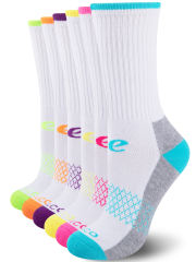 COOPLUS Womens Athletic Cushioned Crew Socks Soft Breathable Moisture-wicking Socks For Women 6 Pairs