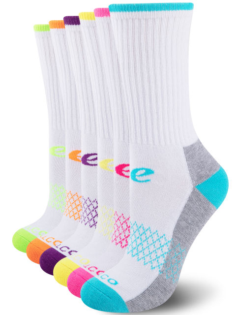 COOPLUS Womens Athletic Cushioned Crew Socks Soft Breathable Moisture-wicking Socks For Women 6 Pairs