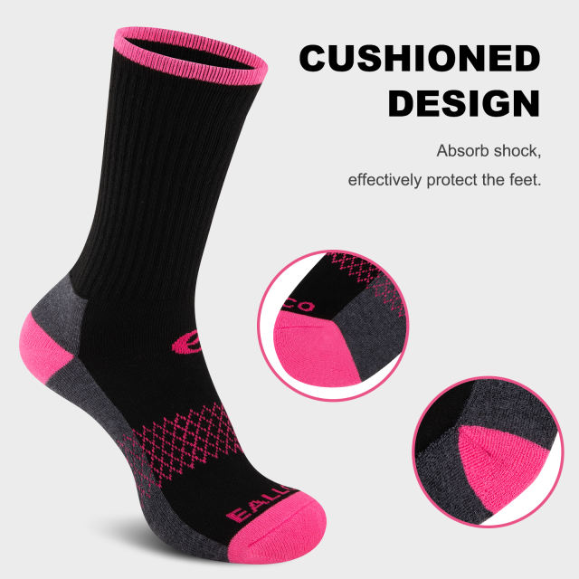 COOPLUS Womens Athletic Cushioned Crew Socks Soft Breathable Moisture-wicking Socks For Women 6 Pairs
